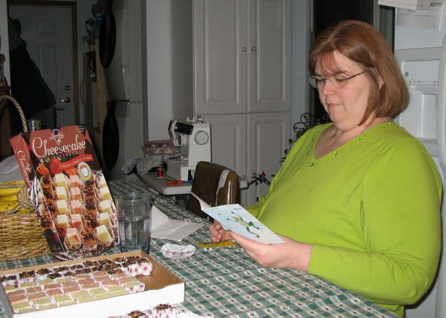 Kathys Birthday - Kathy with card