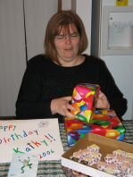 Kathys Birthday - Kathy opening presents