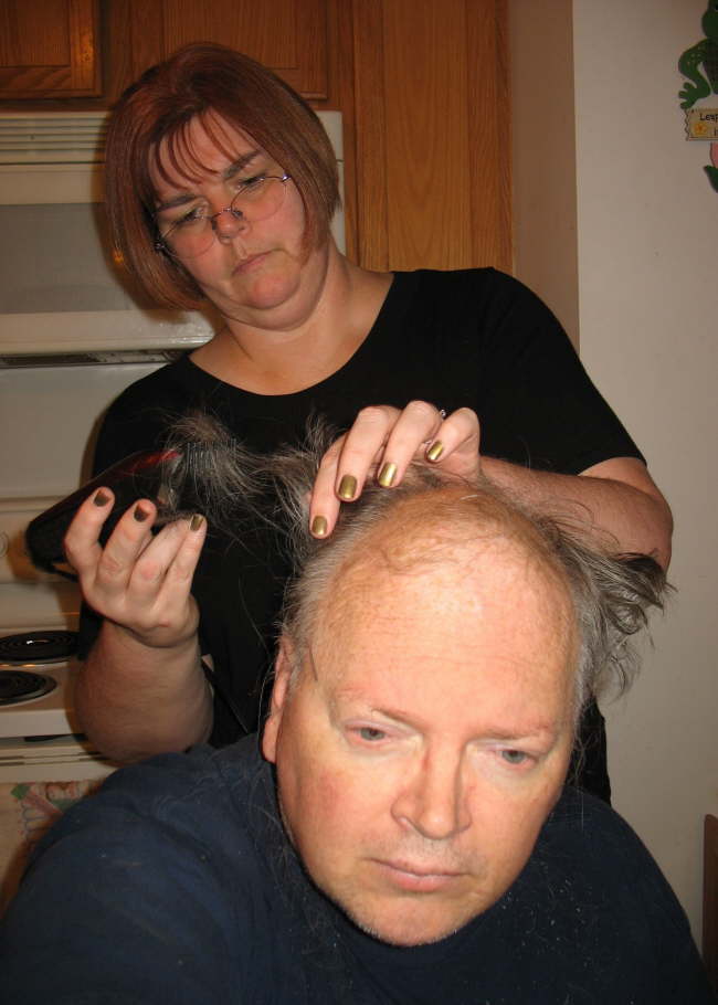 Tims Haircut - Kathy cutting